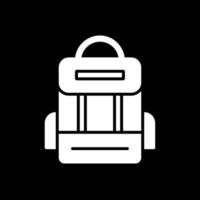 mochila glifo invertido icono diseño vector