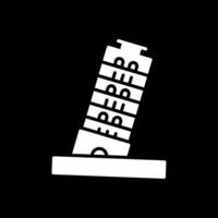 Pisa torre glifo invertido icono diseño vector