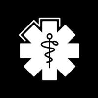 caduceo glifo invertido icono diseño vector