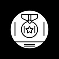 medalla premio glifo invertido icono diseño vector