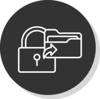 Secure Data Line Shadow Circle Icon Design vector