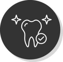 Healthy Tooth Line Shadow Circle Icon Design vector