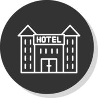 hotel línea sombra circulo icono diseño vector