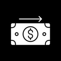 enviar dinero glifo invertido icono diseño vector