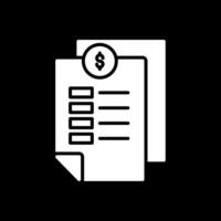 Invoice Glyph Inverted Icon Design vector