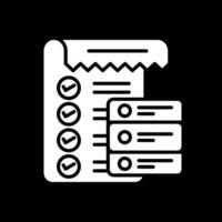 Data List Glyph Inverted Icon Design vector