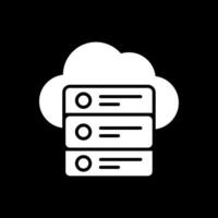 nube datos glifo invertido icono diseño vector