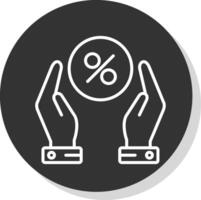 Hand Take And Percent Line Shadow Circle Icon Design vector