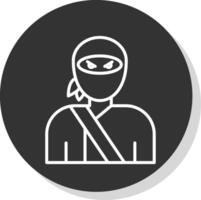 Ninja Line Shadow Circle Icon Design vector