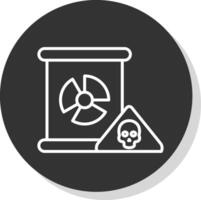Nuclear Danger Line Shadow Circle Icon Design vector