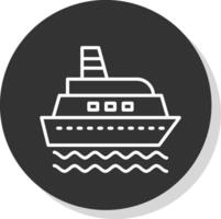 Ship Line Shadow Circle Icon Design vector