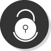 Unlock Glyph Shadow Circle Icon Design vector