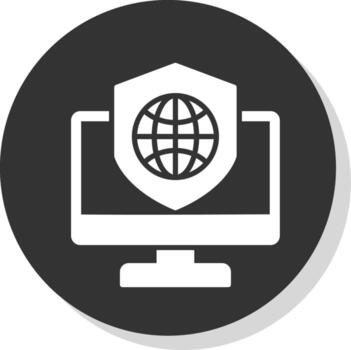 Security Computer Connect Glyph Shadow Circle Icon Design vector