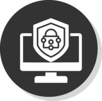 Security Computer Fix Glyph Shadow Circle Icon Design vector