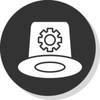 sombrero blanco glifo sombra circulo icono diseño vector