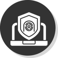 Security Laptop Fingerprint Glyph Shadow Circle Icon Design vector
