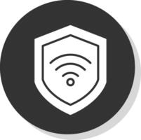 Wifi seguridad glifo sombra circulo icono diseño vector