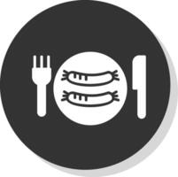 Sausages Glyph Shadow Circle Icon Design vector