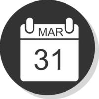 March Glyph Shadow Circle Icon Design vector