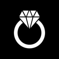 Diamond Ring Glyph Inverted Icon Design vector