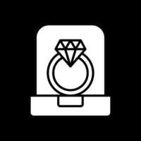 diamante anillo glifo invertido icono diseño vector