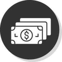 dinero glifo sombra circulo icono diseño vector