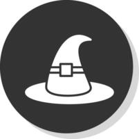 Witch Hat Glyph Shadow Circle Icon Design vector