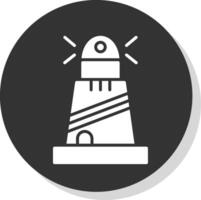 Lighthouse Glyph Shadow Circle Icon Design vector