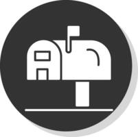 Mailbox Glyph Shadow Circle Icon Design vector