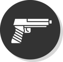 Gun Glyph Shadow Circle Icon Design vector