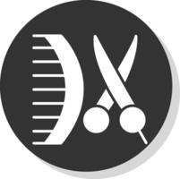 barbería glifo sombra circulo icono diseño vector