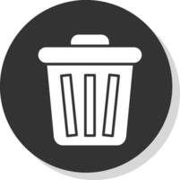 Trash Glyph Shadow Circle Icon Design vector