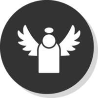 Angel Glyph Shadow Circle Icon Design vector