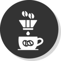 café filtrar glifo sombra circulo icono diseño vector