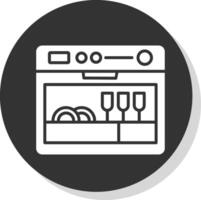 Dishwasher Glyph Shadow Circle Icon Design vector