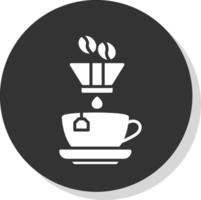 café filtrar glifo sombra circulo icono diseño vector