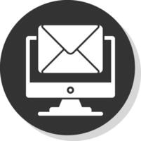 Mail Glyph Shadow Circle Icon Design vector