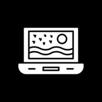 Laptop Glyph Inverted Icon Design vector