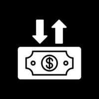 dólar cuenta glifo invertido icono diseño vector