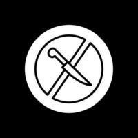 No cuchillo glifo invertido icono diseño vector