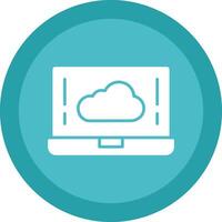 Cloud Glyph Due Circle Icon Design vector