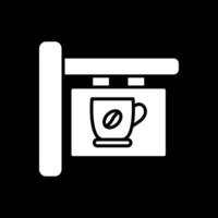 café señalización glifo invertido icono diseño vector