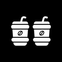 Coffee Cups Glyph Inverted Icon Design vector