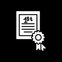 certificado glifo invertido icono diseño vector