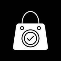 compras bolso glifo invertido icono diseño vector