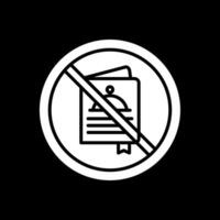 prohibido firmar glifo invertido icono diseño vector