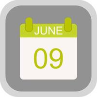 June Flat round corner Icon Design vector