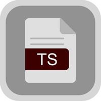 TS File Format Flat round corner Icon Design vector