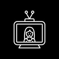 televisión línea invertido icono diseño vector