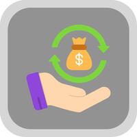 Money Back Flat round corner Icon Design vector